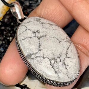 Gray & White Howlite Magnesite Pendant 2 1/4”